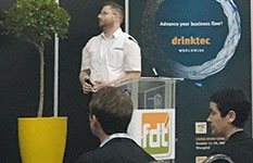 Evert Janse van Vuuren presenting on the latest packaging trends in the food and beverage industry.
